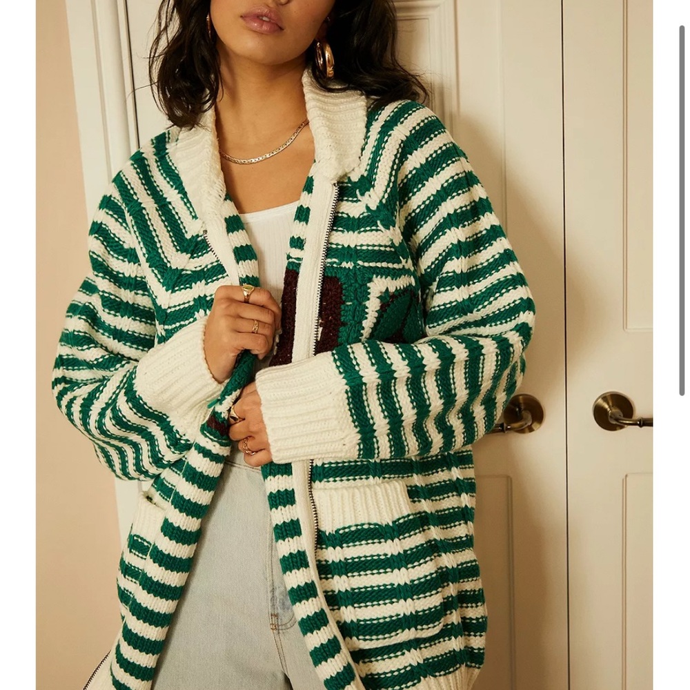 Urban Outfitters BDG Crochet Knit Oversized Cardigan Zip-Up - Picture 2 of 8